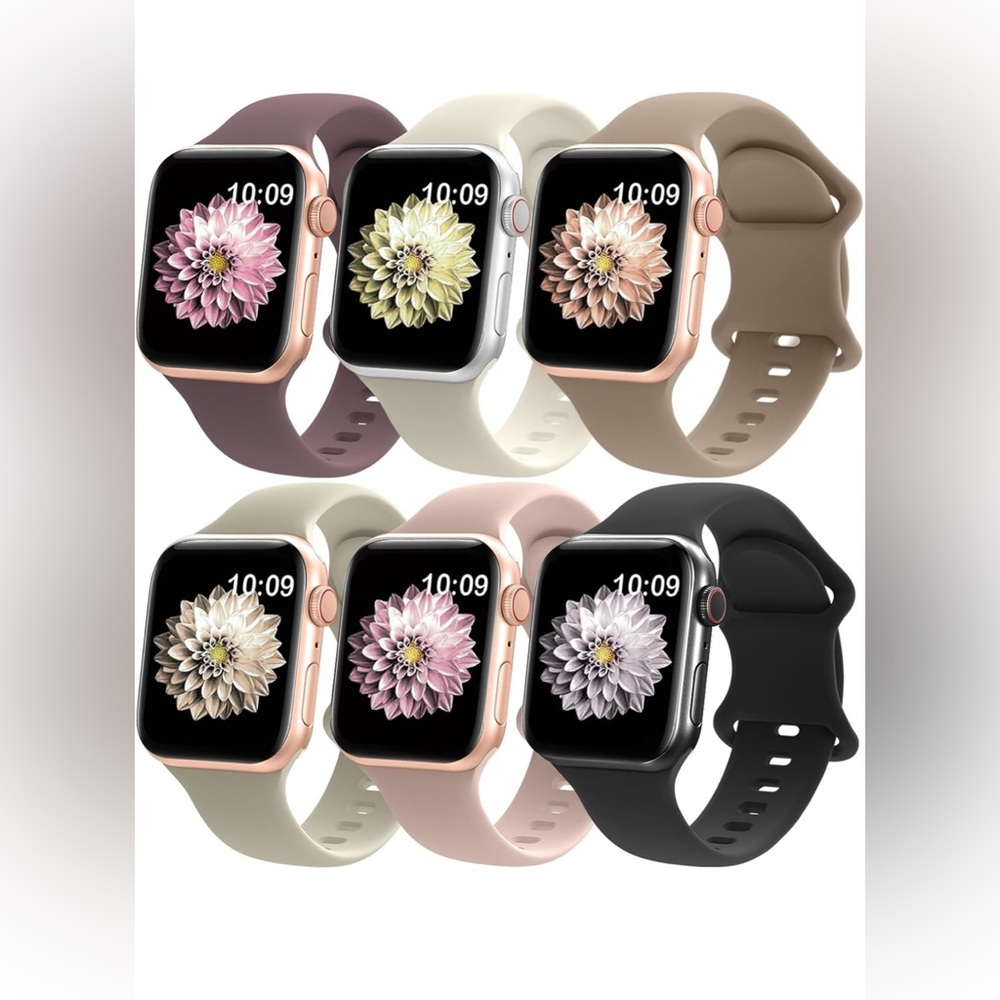 6 Pack Waterproof Silicone Sport Bands Compatible with Apple Watch Band